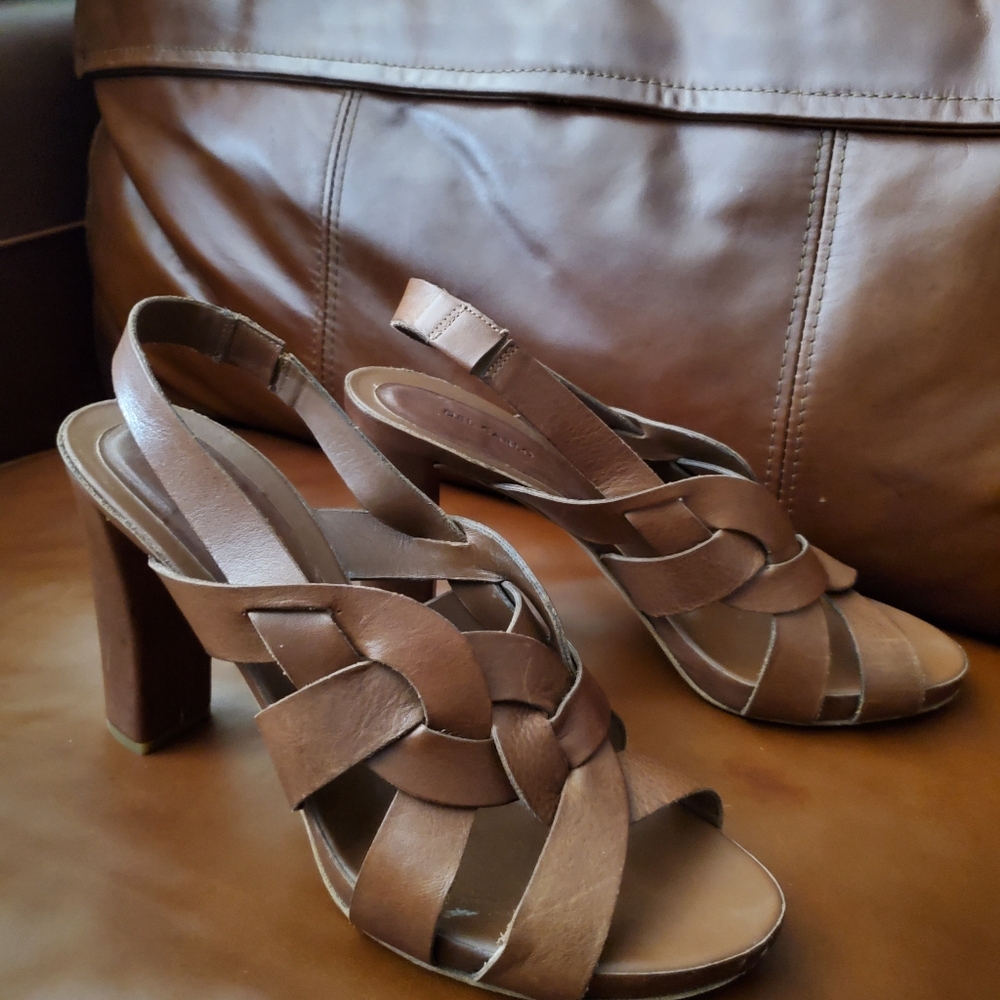 Del Carlo Brown leather Heeled Sandals Summer Shoes Used Size 40 - Picture 8 of 11